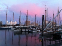 dänemark aarhus marina hafen segelschiffe sonnenaufgang