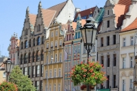 polen schlesien breslau altstadt häuser laterne