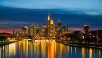 frankfurt main hessen skyline sonnenuntergang